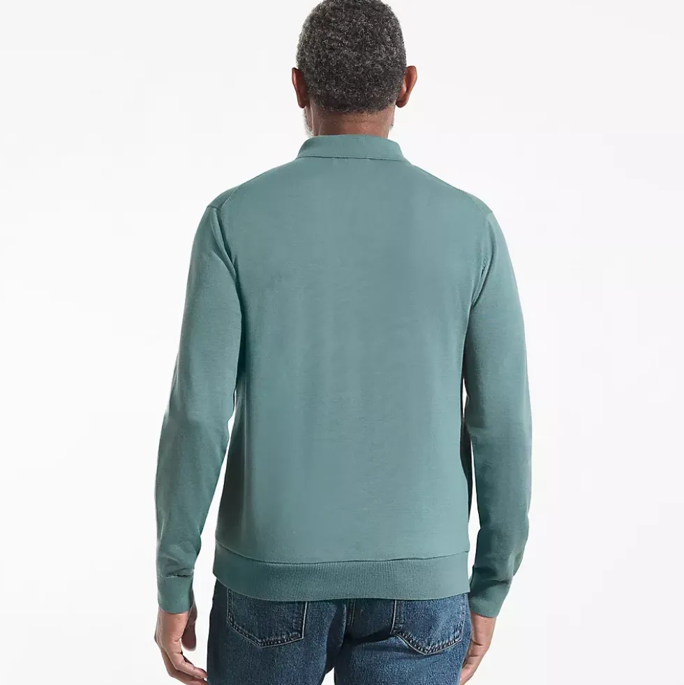 Men's Long Sleeve Cotton Sweater Polo