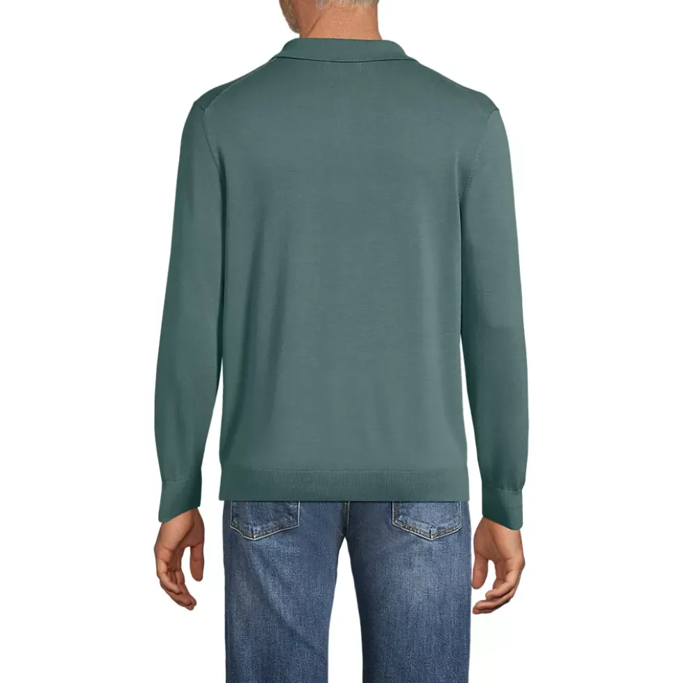 Men's Long Sleeve Cotton Sweater Polo