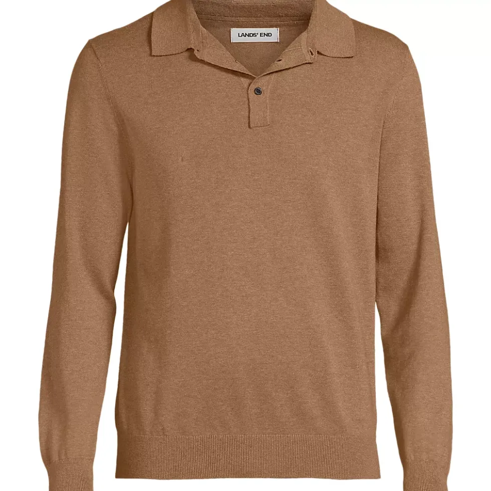 Men's Long Sleeve Cotton Sweater Polo
