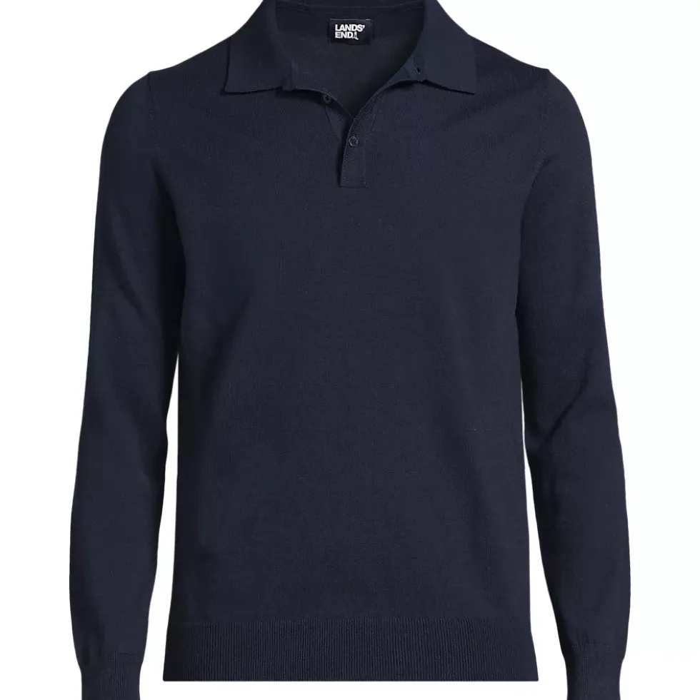 Men's Long Sleeve Cotton Sweater Polo