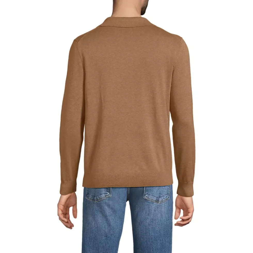 Men's Long Sleeve Cotton Sweater Polo