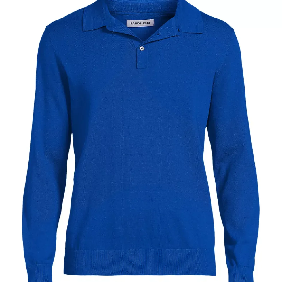 Men's Long Sleeve Cotton Sweater Polo