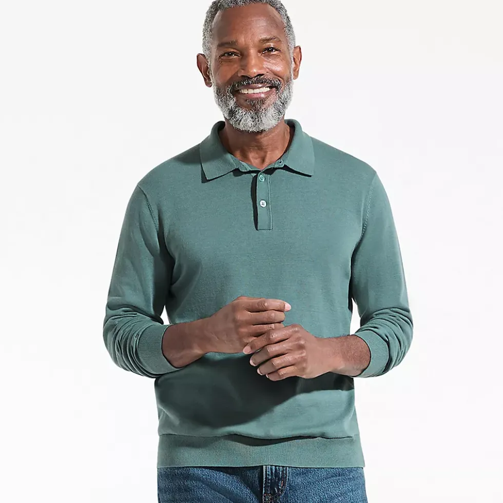 Men's Long Sleeve Cotton Sweater Polo