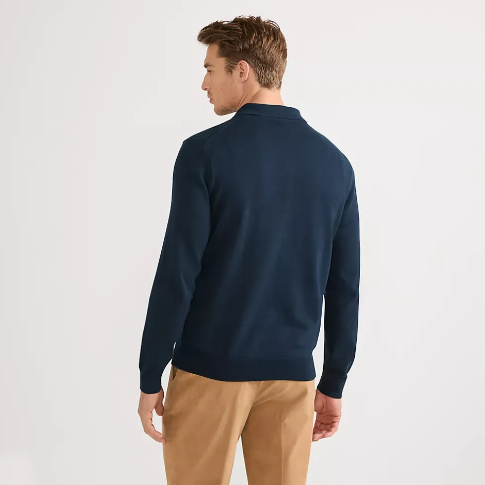 Men's Long Sleeve Cotton Sweater Polo