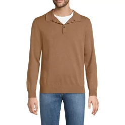 Men's Long Sleeve Cotton Sweater Polo