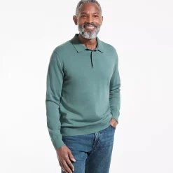 Men's Long Sleeve Cotton Sweater Polo