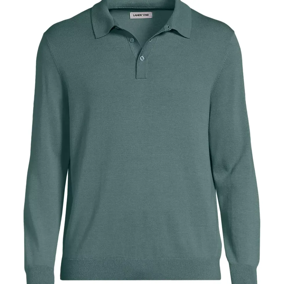 Men's Long Sleeve Cotton Sweater Polo
