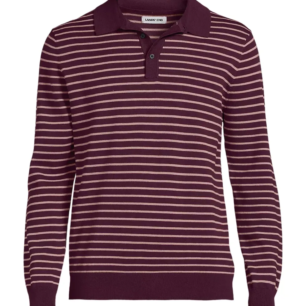Men's Long Sleeve Cotton Sweater Polo