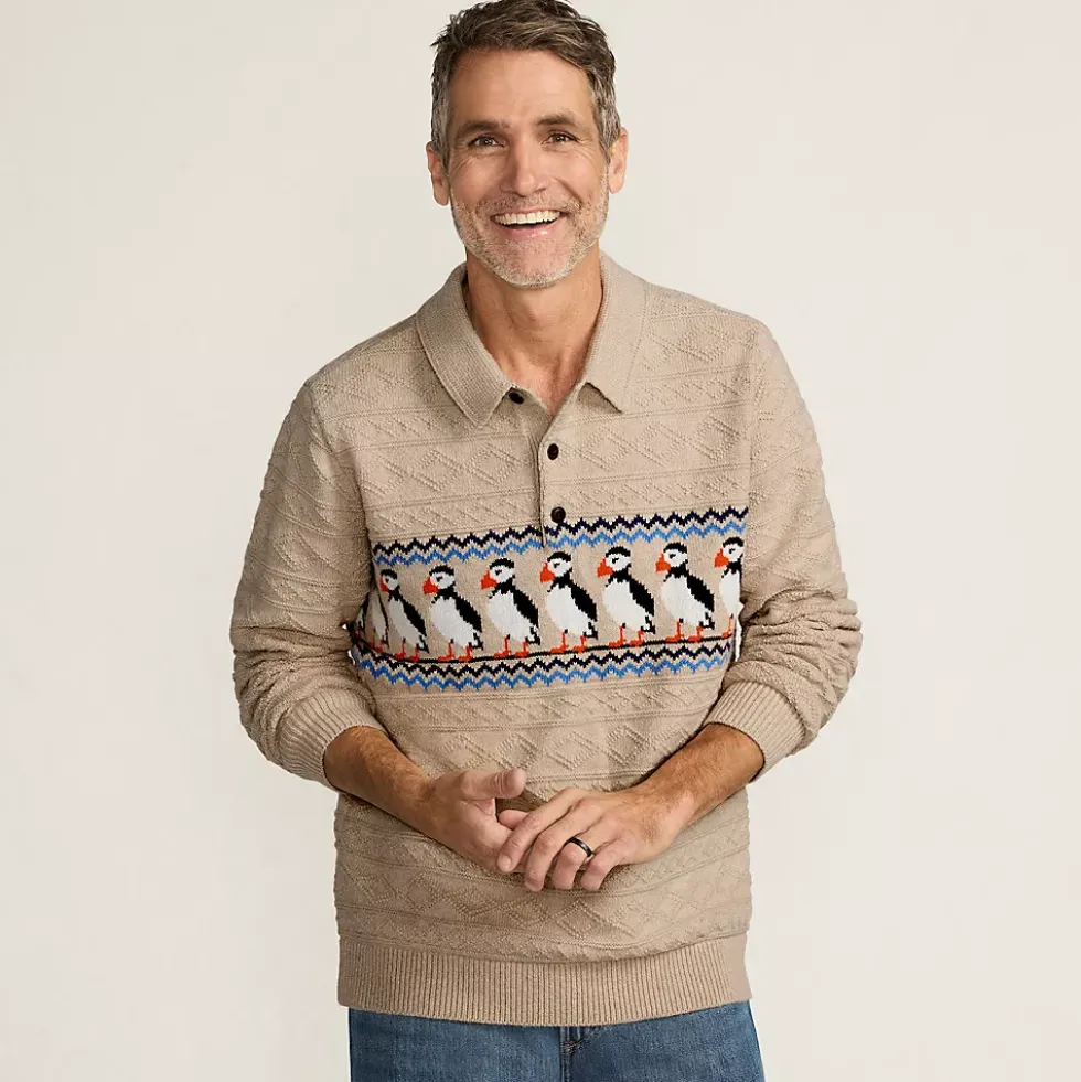 Men's Long Sleeve Cozy Cotton Blend Polo