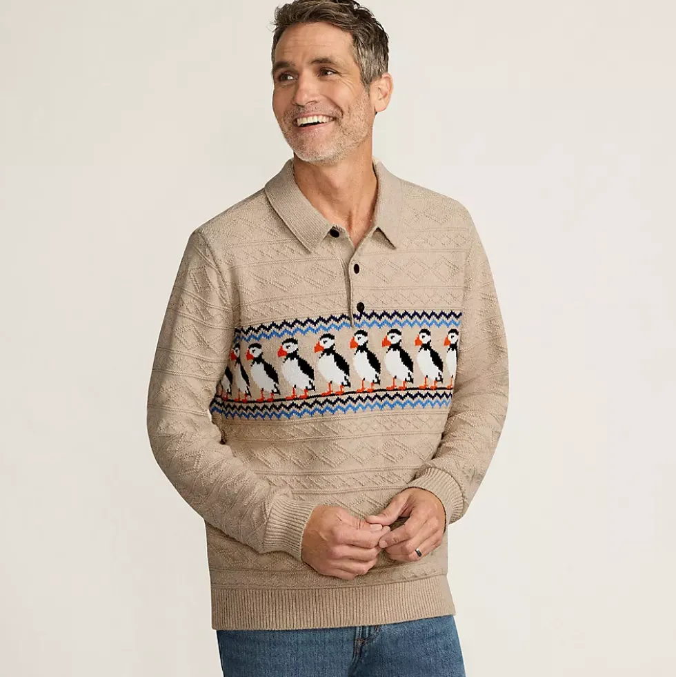 Men's Long Sleeve Cozy Cotton Blend Polo