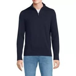 Men's Long Sleeve Fine Gauge Cotton Quarter Zip Sweater