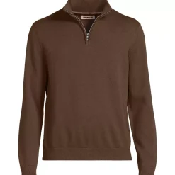 Men's Long Sleeve Fine Gauge Cotton Quarter Zip Sweater