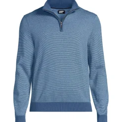 Men's Long Sleeve Fine Gauge Cotton Quarter Zip Sweater