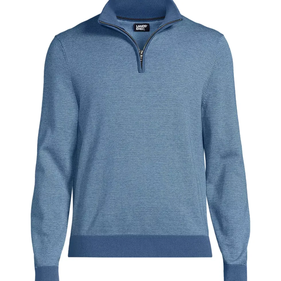 Men's Long Sleeve Fine Gauge Cotton Quarter Zip Sweater