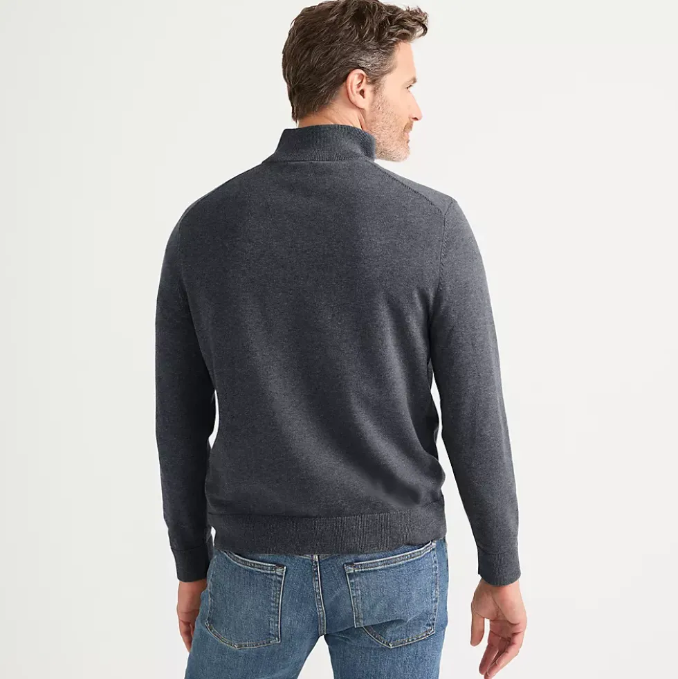 Men's Long Sleeve Fine Gauge Cotton Quarter Zip Sweater