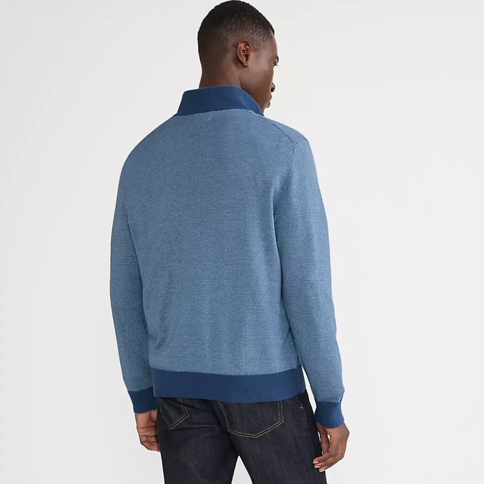 Men's Long Sleeve Fine Gauge Cotton Quarter Zip Sweater