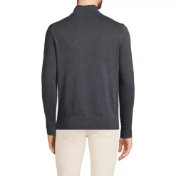 Men's Long Sleeve Fine Gauge Cotton Quarter Zip Sweater