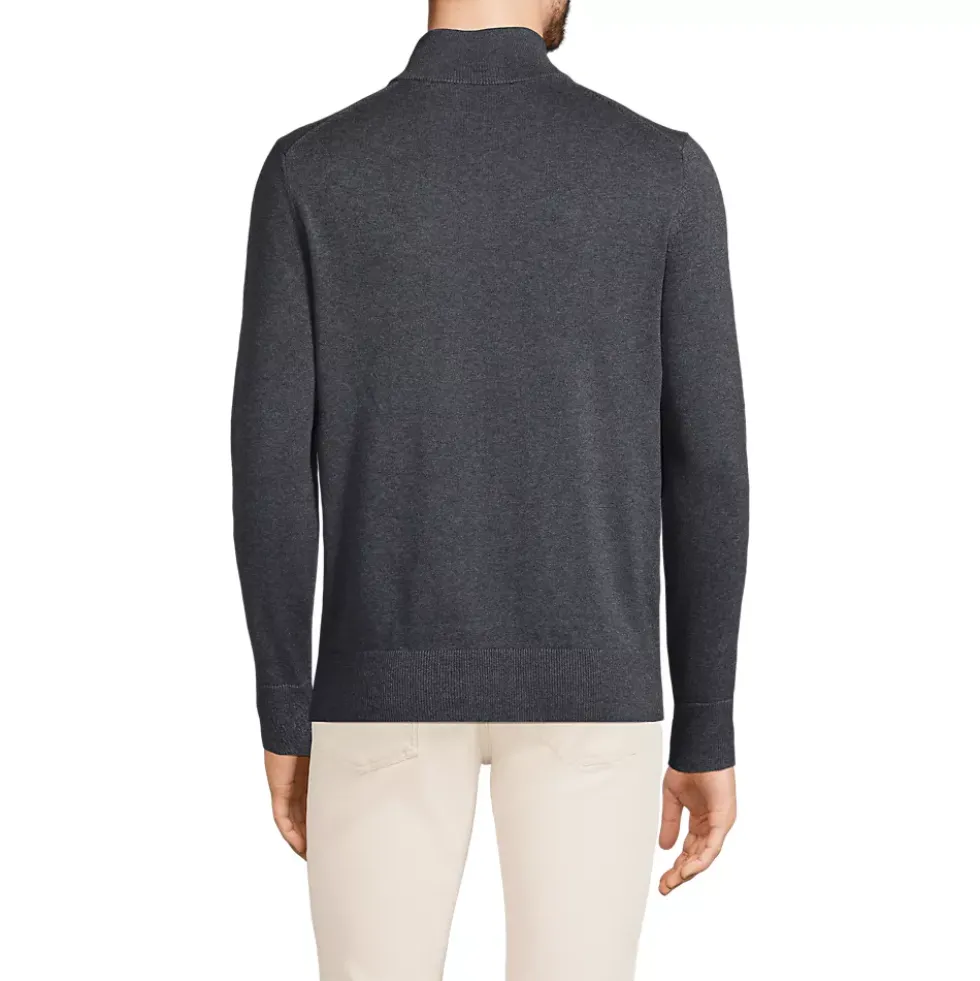 Men's Long Sleeve Fine Gauge Cotton Quarter Zip Sweater