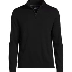 Men's Long Sleeve Fine Gauge Cotton Quarter Zip Sweater