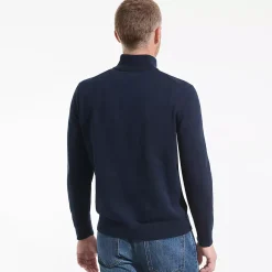 Men's Long Sleeve Fine Gauge Cotton Quarter Zip Sweater