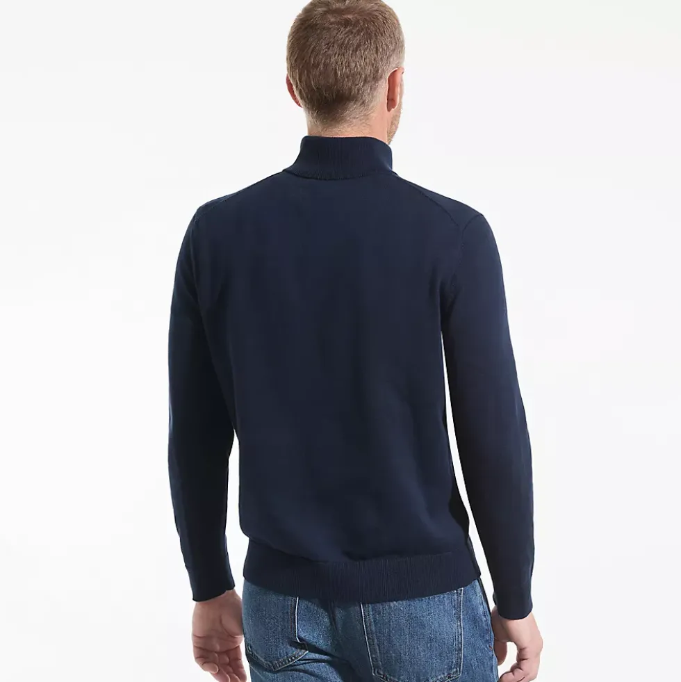 Men's Long Sleeve Fine Gauge Cotton Quarter Zip Sweater