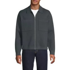 Men's Long Sleeve Fine Gauge Cotton Full Zip Chore Coat