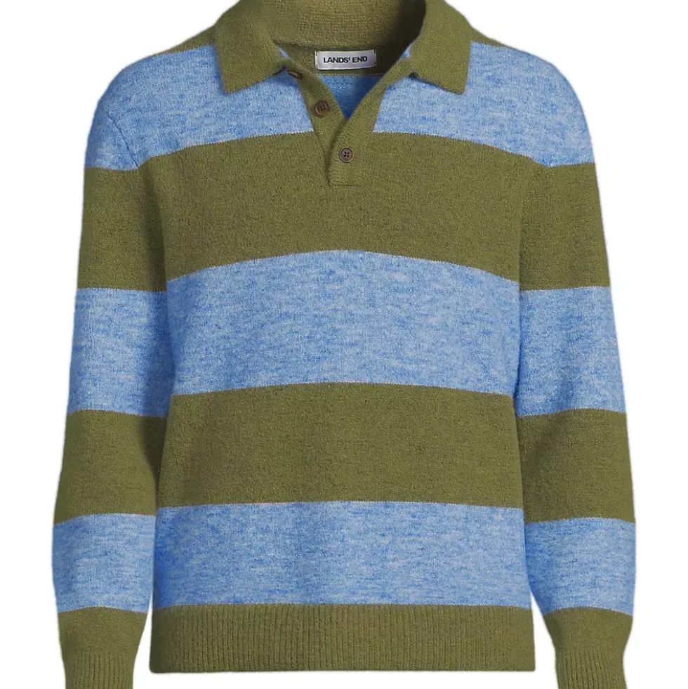 Men's Long Sleeve Fuzzy Sweater Polo