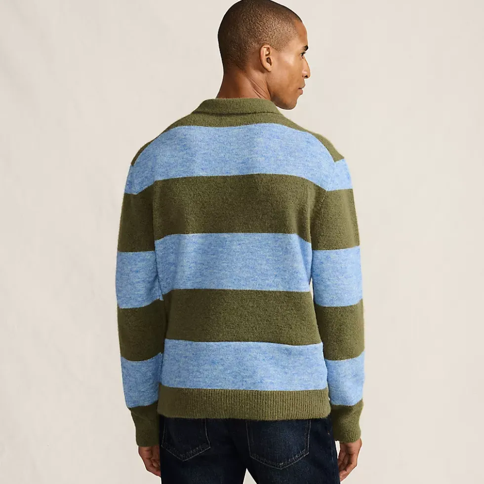 Men's Long Sleeve Fuzzy Sweater Polo