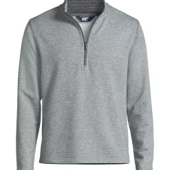 Men's Long Sleeve Herringbone Textured Quarter Zip
