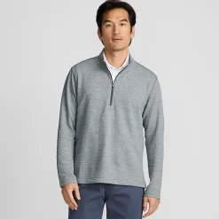 Men's Long Sleeve Herringbone Textured Quarter Zip