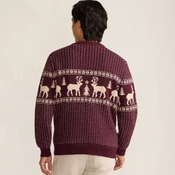 Men's Long Sleeve Holiday Birdseye Crewneck Sweater