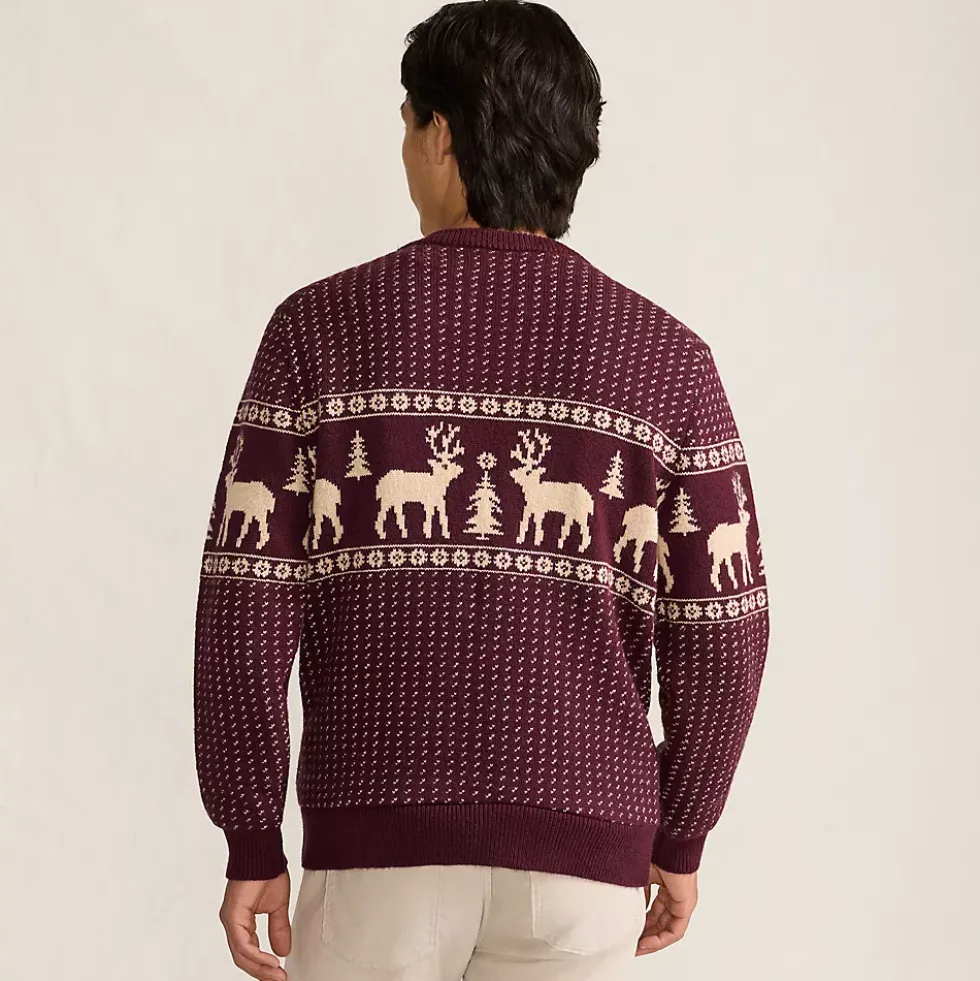 Men's Long Sleeve Holiday Birdseye Crewneck Sweater