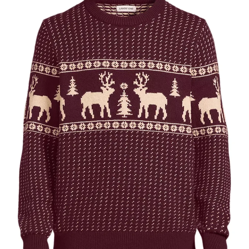 Men's Long Sleeve Holiday Birdseye Crewneck Sweater