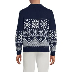 Men's Long Sleeve Holiday Snowflake Crewneck Sweater