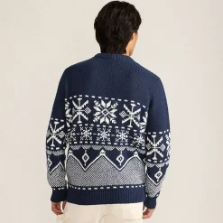 Men's Long Sleeve Holiday Snowflake Crewneck Sweater