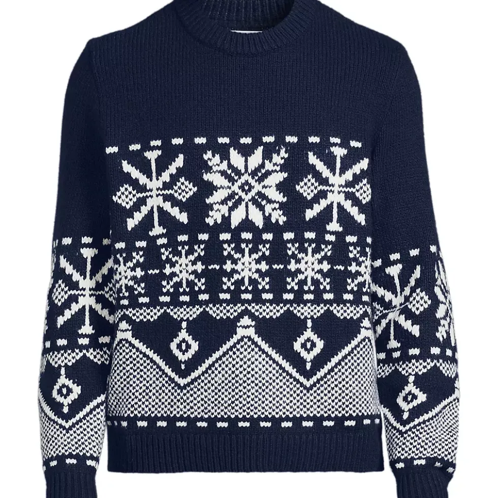 Men's Long Sleeve Holiday Snowflake Crewneck Sweater