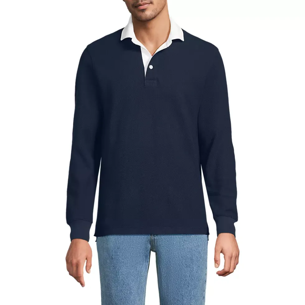 Men's Long Sleeve Honeycomb Pique Rugby