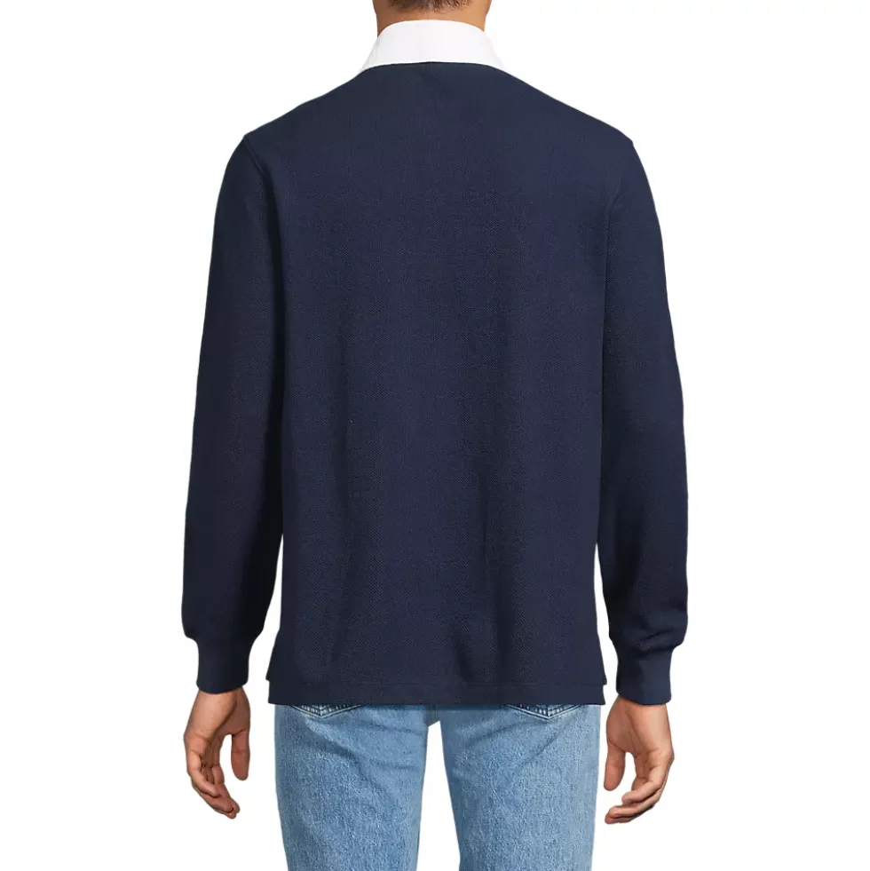 Men's Long Sleeve Honeycomb Pique Rugby