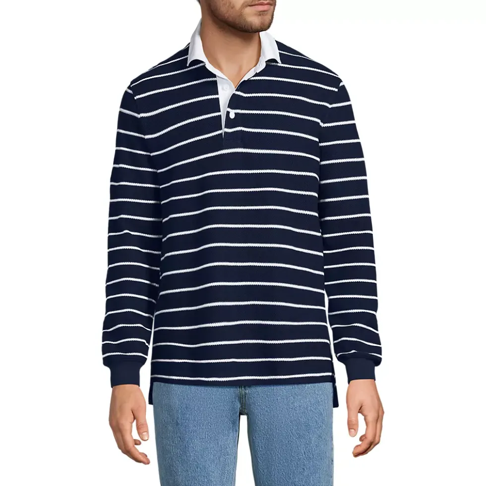 Men's Long Sleeve Honeycomb Pique Rugby