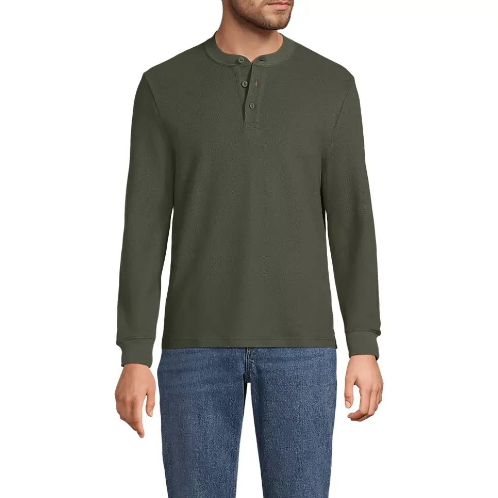 Men's Long Sleeve Honeycomb Pique Henley