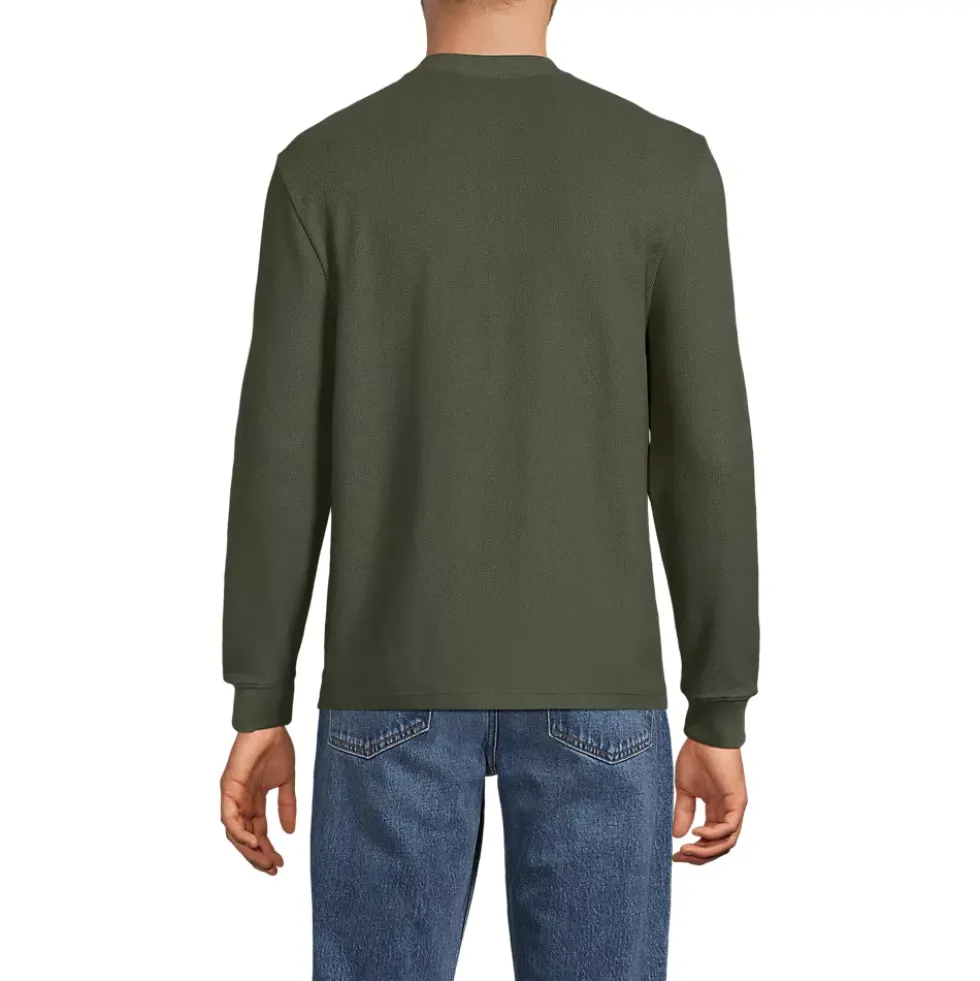 Men's Long Sleeve Honeycomb Pique Henley