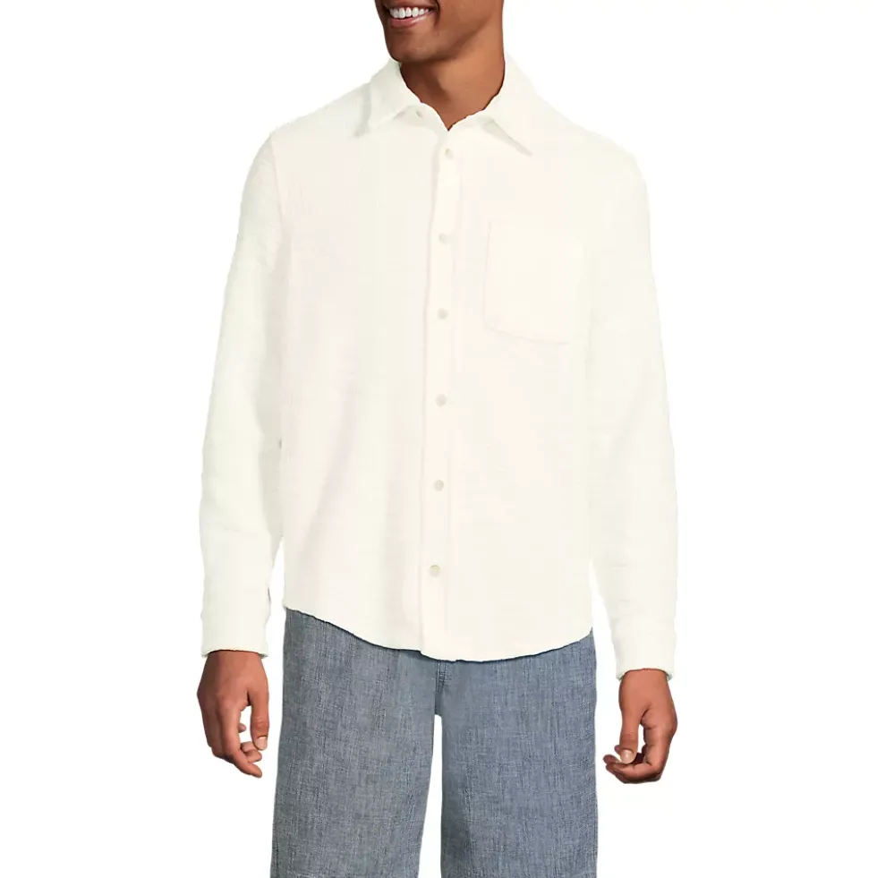 Men's Long Sleeve Knit Boucle Button Through Shirt