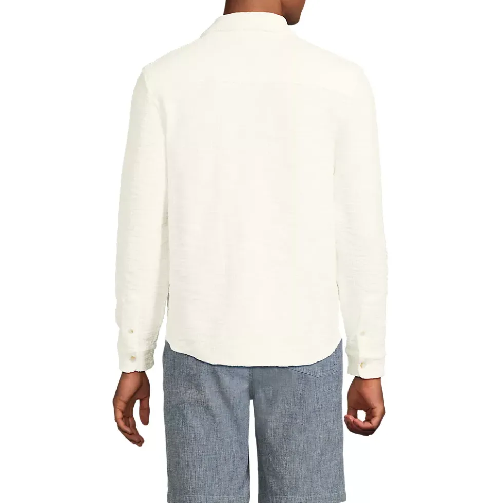 Men's Long Sleeve Knit Boucle Button Through Shirt