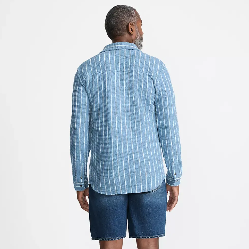 Men's Long Sleeve Knit Boucle Button Through Shirt