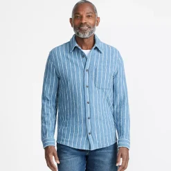 Men's Long Sleeve Knit Boucle Button Through Shirt
