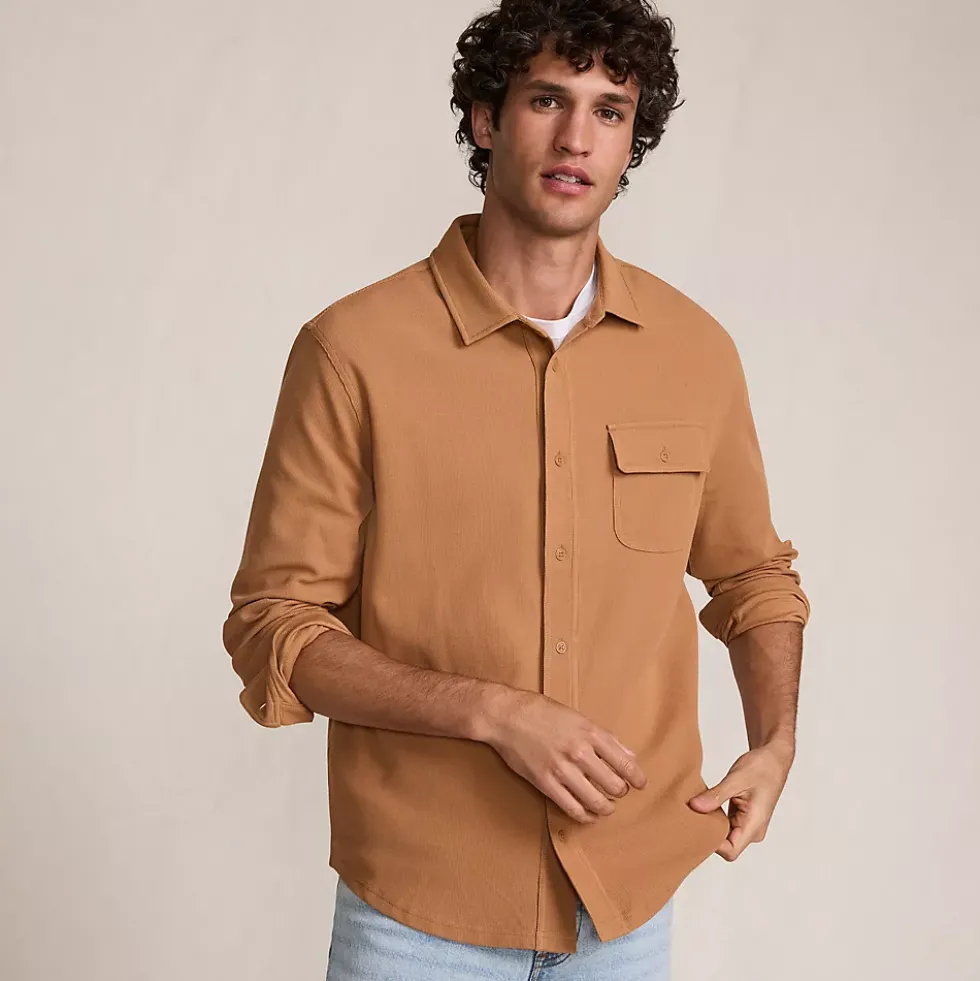 Men's Long Sleeve Knit Workwear Waffle Shirt