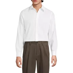 Men's Long Sleeve No Iron Pinpoint Stay Collar Dress Shirt