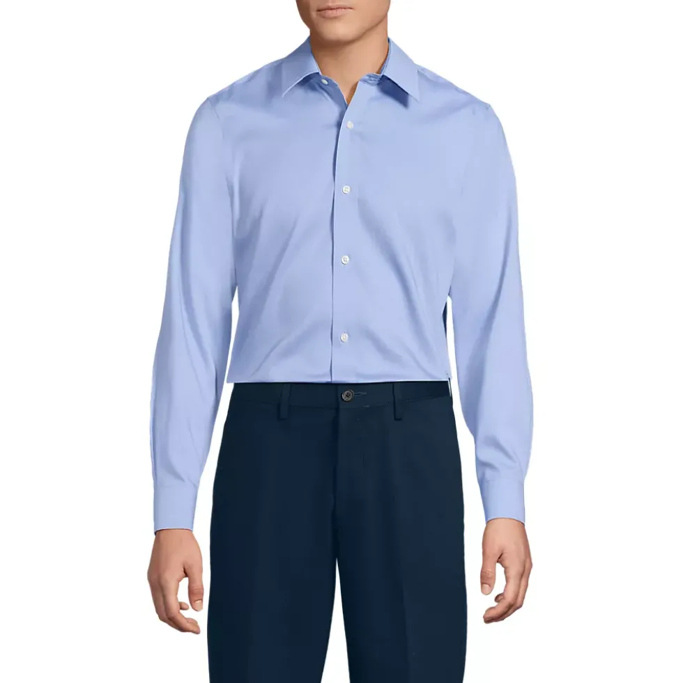 Men's Long Sleeve No Iron Pinpoint Stay Collar Dress Shirt