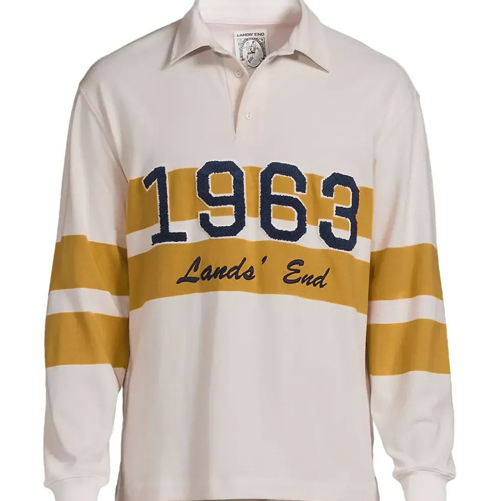 Men's Long Sleeve Rugged Rugby Embroidered Polo