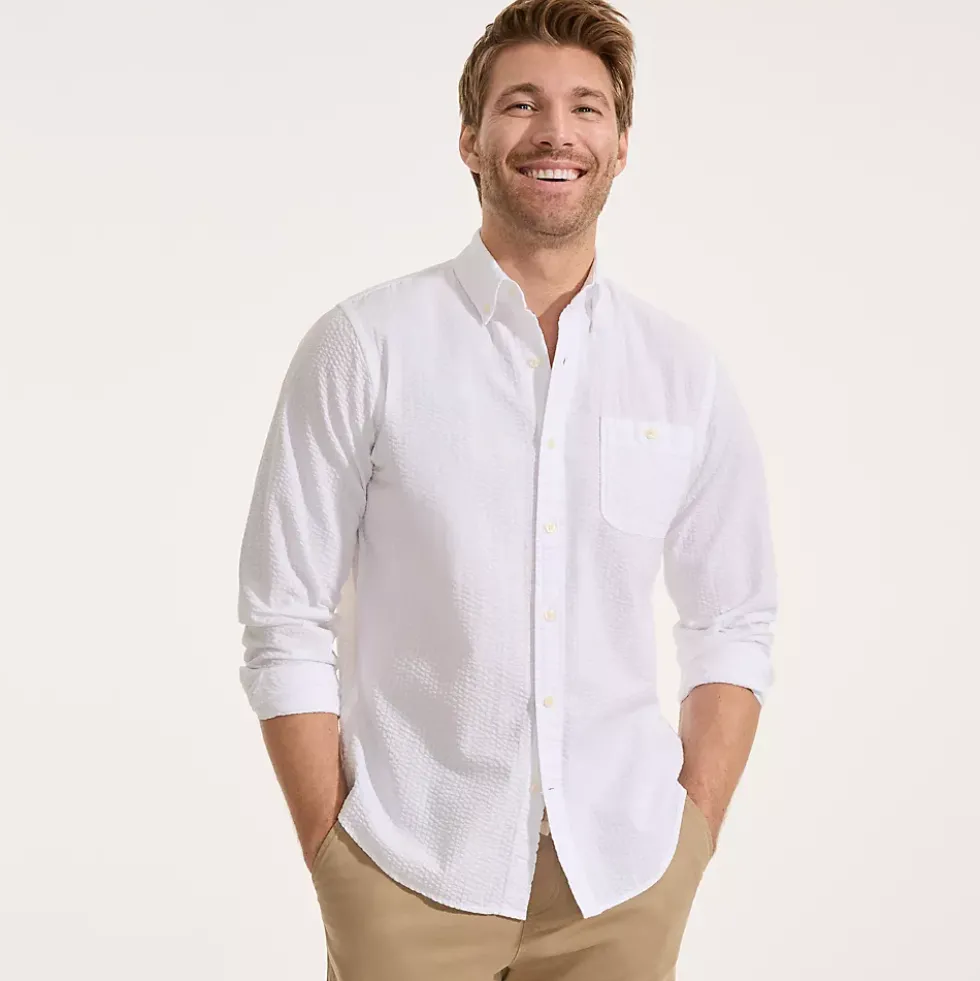 Men's Long Sleeve Seersucker Shirt